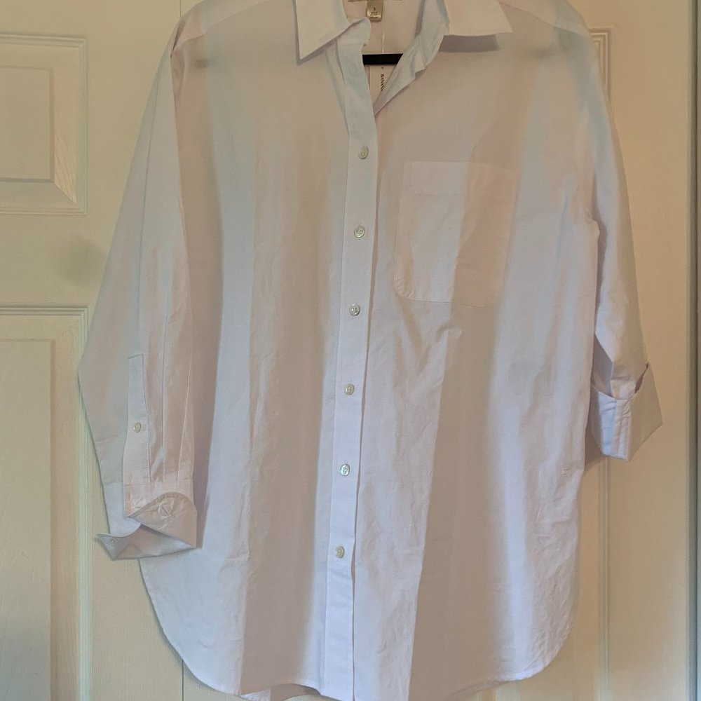 Banana Republic White Cotton Poplin Oversized Shirt